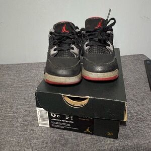 Jordan Kids Retro 4 Black Red Sneakers